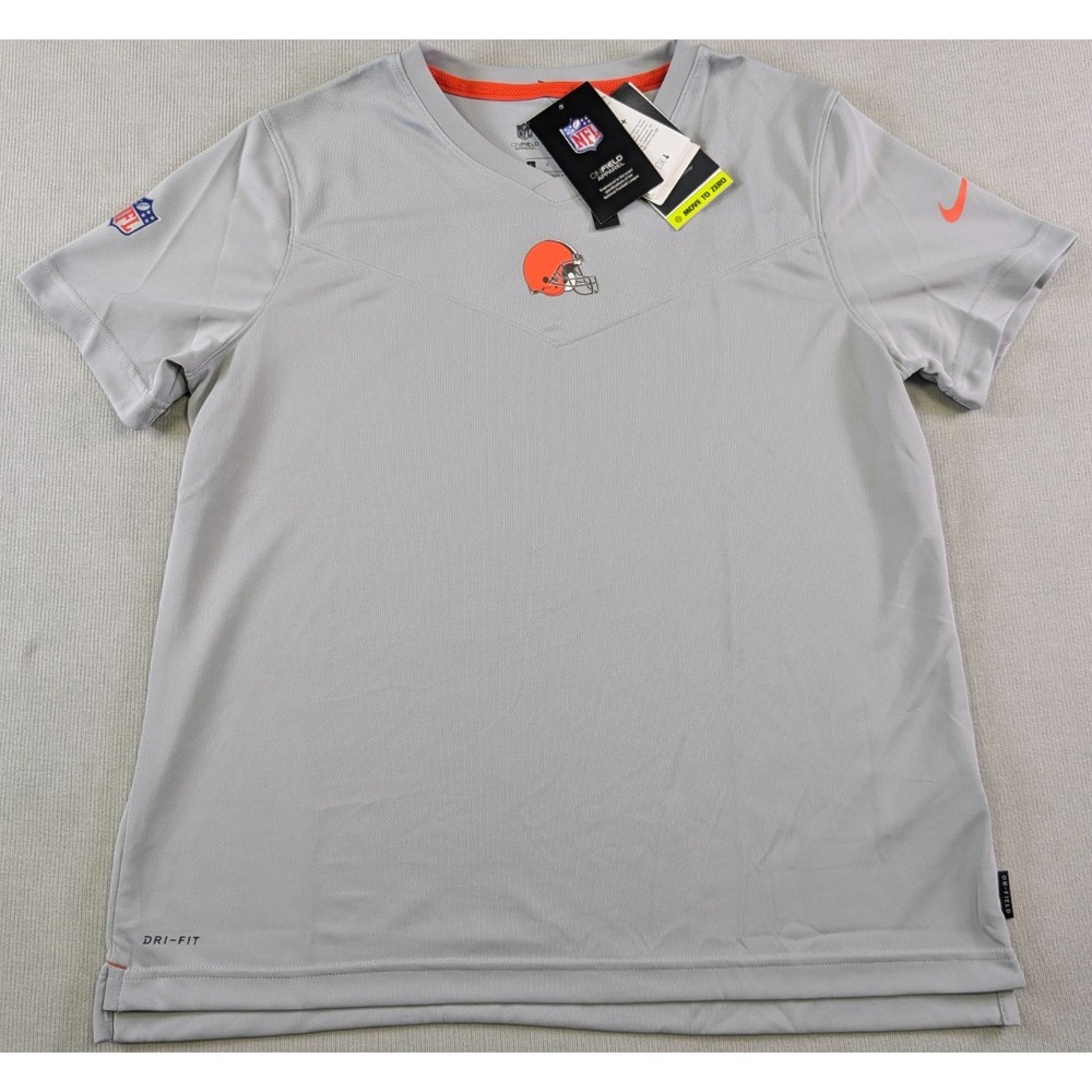 Cleveland Browns Shirt Womens Large Gray Nike Dri-Fit Training New Short Sleeve